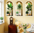 3PCS 3D Plants Wall Stickers, Potted Plant Wall For Room Kitchen Bedroom Office Room Decoration Hogar Hunter Home Decor Items