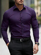 Summer New Men's Long-Sleeve Shirt Business Formal Wear Breathable Lightweight Long-Sleeved Top for Daily Work