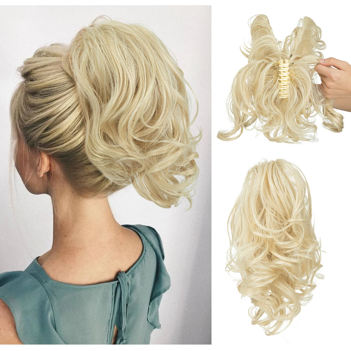 Synthetic Diy Claw Clip In Ponytail Hair Extensions Hairpiece Hair Bun Fake Black Blonde Natural Hair False Pigtail for Women