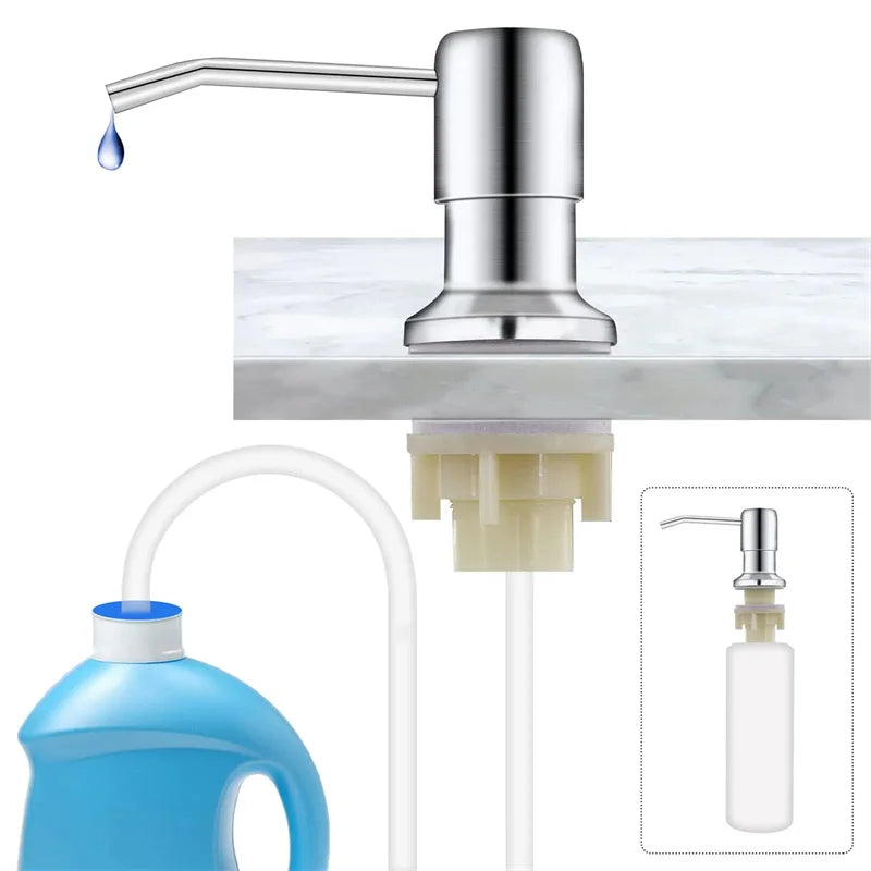 Stainless Steel Liquid Soap Dispenser Pump Kitchen Sink Hand Pressure Liquid Dispenser Kitchen Hardware Accessories