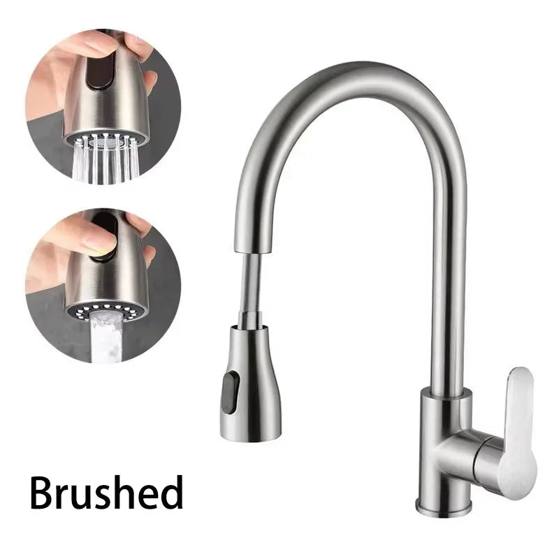 Kitchen Faucet Pull Out Brushed Nickle Stainless Steel Black Kitchen Mixed Tap Kitchen Sink Tap