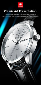 OLEVS 2935 Men Watch Luxury Brand Quartz Watch Business Leather Strap Double Calendar Waterproof Men's Watch Relogios Masculino