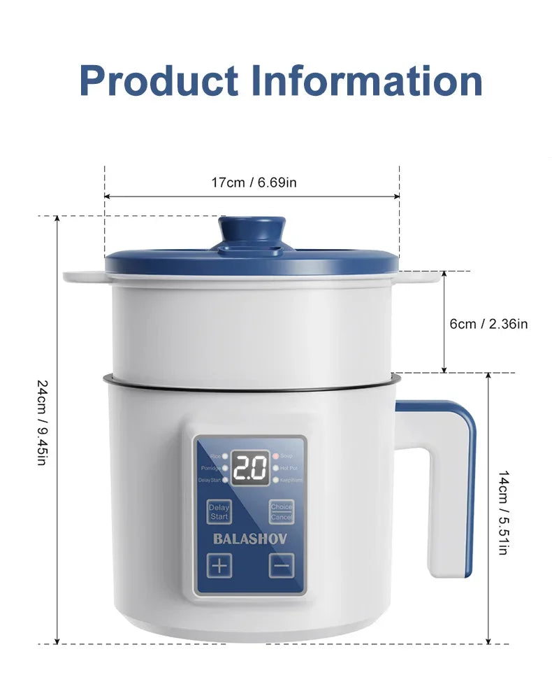 Mini Electric Rice Cooker Double Layer Multi Cooker Non-Stick Smart MultiCooker Electric Cooker Steamed Rice Pot for Home