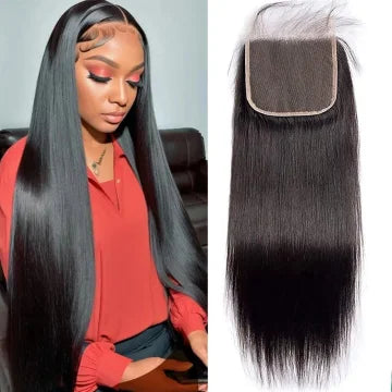 13x4 Lace Frontal Brazilian Straight Human Hair 5x5 Lace Closures Only Pre Plucked Natural Color Remy Hair 8-22 Inch
