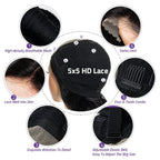 Body Wave 13x6 HD Transparent Lace Front Human Hair Wig 40 Inch Pre Plucked 220 Density 5x5 Glueless Lace Frontal Wigs for Women