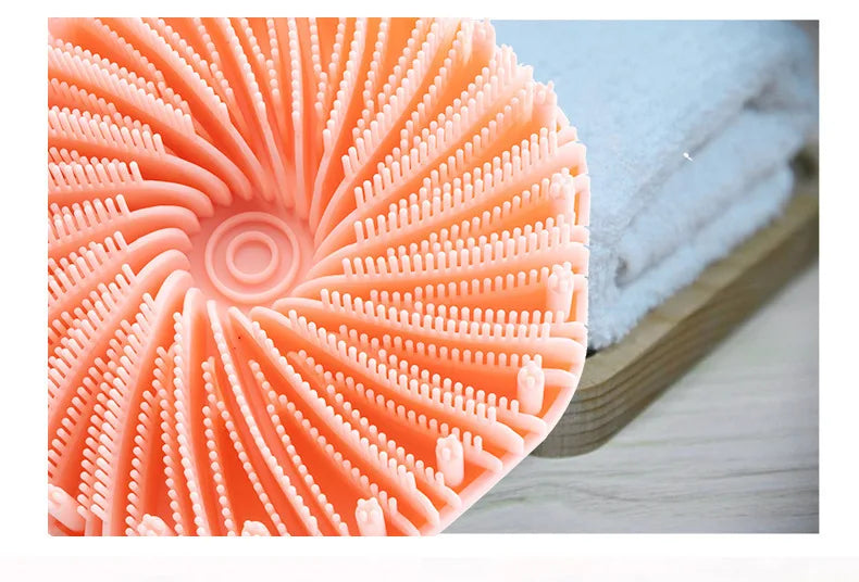 NEW Bath Soft Silicone Back Brush Bath Shower Sponge Scrubbing Brush with Handle Exfoliating Scrub Skin Exfoliating Brushes