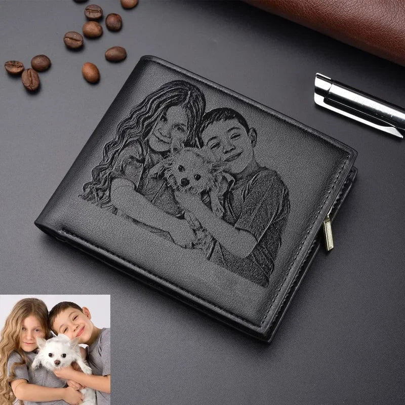 Engraved Personalized Gifts Custom Wallet for Men,Husband,Dad,Son for Birthday Anniversary Day Personalized Photo Wallets