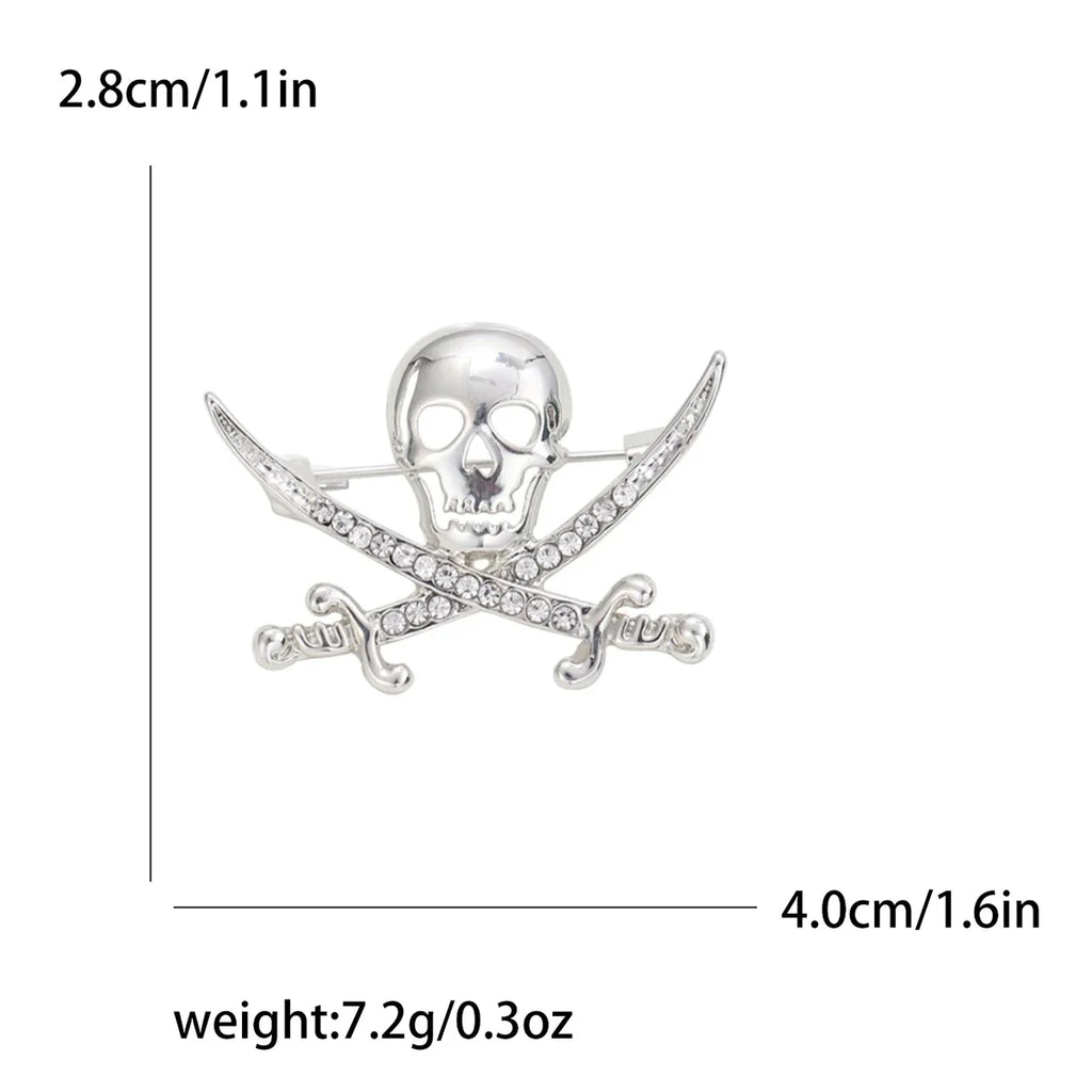 Rhinestone Skull Brooches for Women Unisex Metal Skull Pin Skull Lapel Pins Banquet Party Backpack Gifts Jewelry Accessories