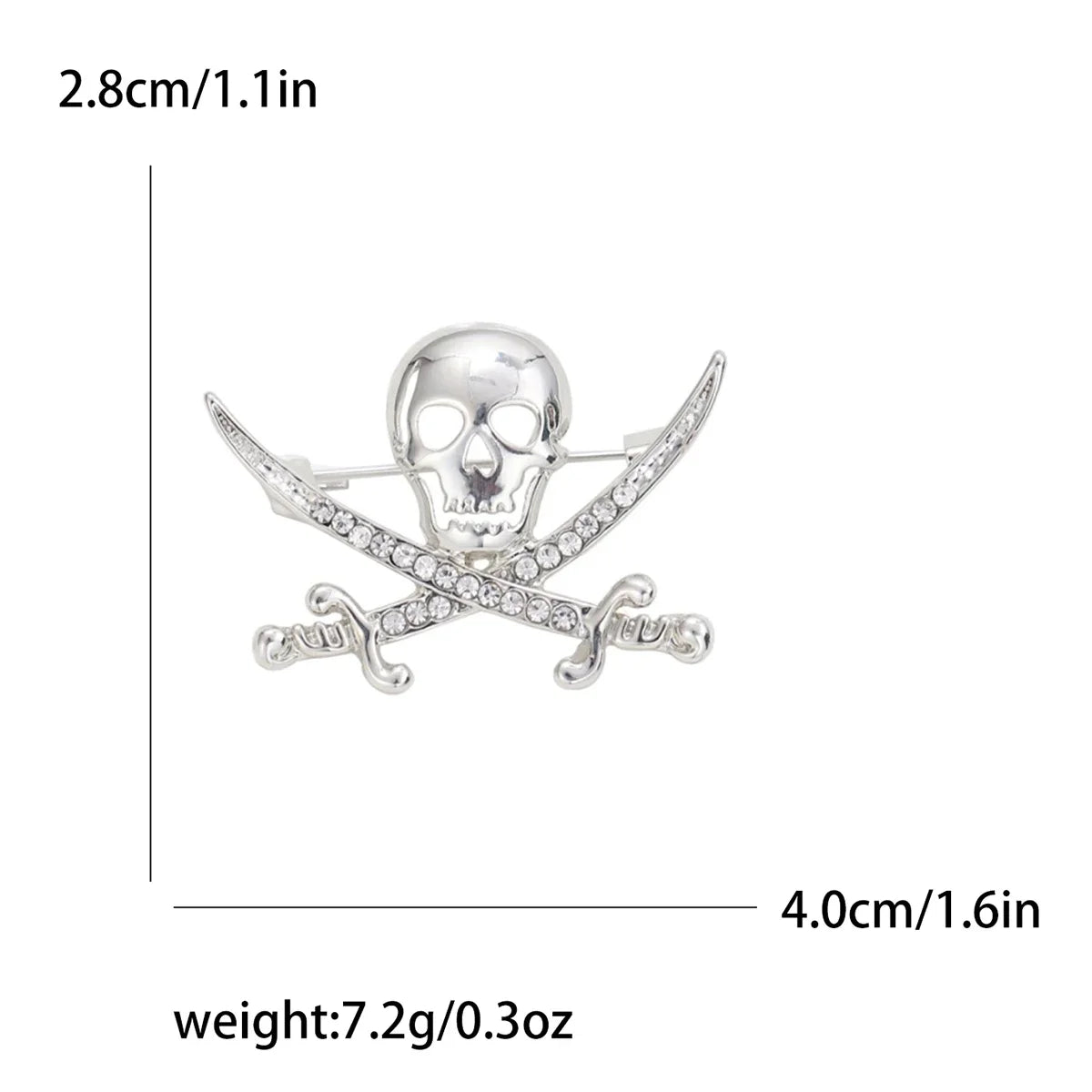 Rhinestone Skull Brooches for Women Unisex Metal Skull Pin Skull Lapel Pins Banquet Party Backpack Gifts Jewelry Accessories