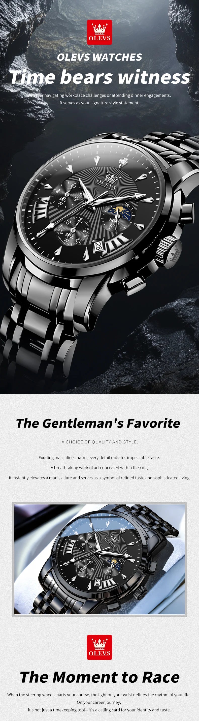 OLEVS Brand Watch Trendy Personalized Fashion Waterproof Luminous Quartz Men's Watch 2892