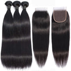 12A Straight Human Hair Bundles With 2x6/5x5 Lace Closure Unprocessed Brazilian Virgin Bundles 100% Raw Hair 3 Days Delivery