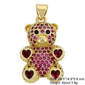 Juya 18K Real Gold Plated Decoration Animal Pendants Cz Bear Charms For DIY Women Kids Luxury Christmas Gift Jewelry Making