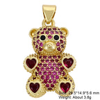 Juya 18K Real Gold Plated Decoration Animal Pendants Cz Bear Charms For DIY Women Kids Luxury Christmas Gift Jewelry Making
