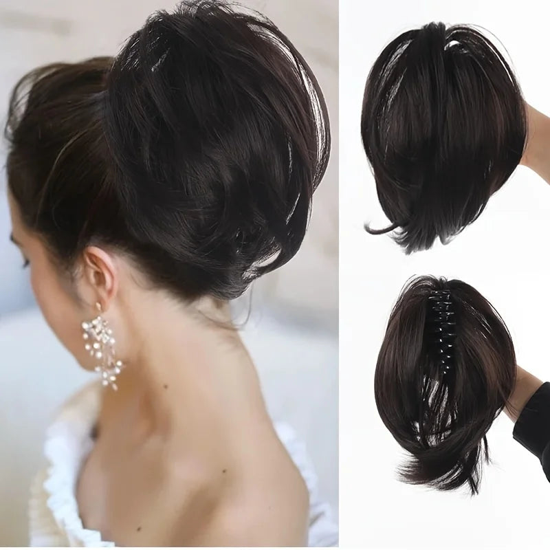 Women's Elegant Claw Messy Bun HairPiece Scrunchies Synthetic Straight Chignon Ponytail Clip-in Hair Extensions