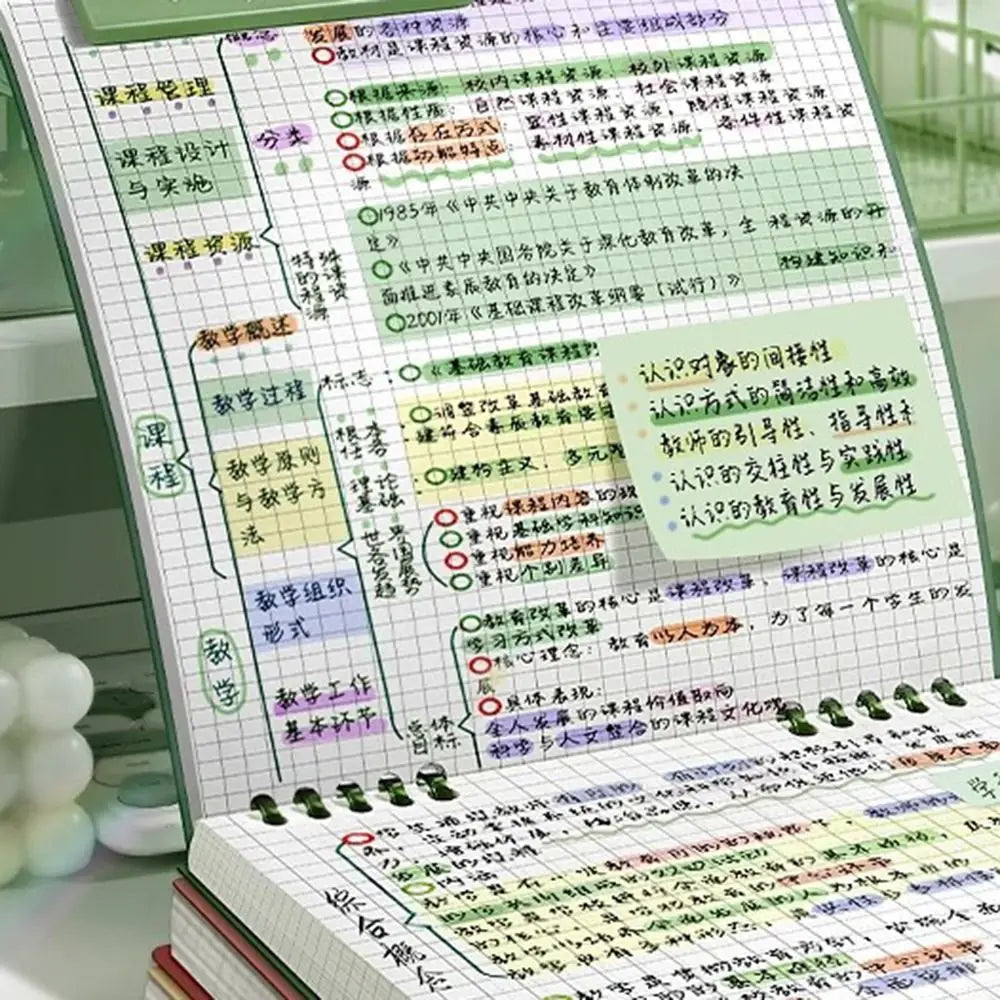 Multifunctional 120 Pages Loose-leaf Notebook Flip Up Color Notepad Grid Inner Pages Detachable Diary Book Students