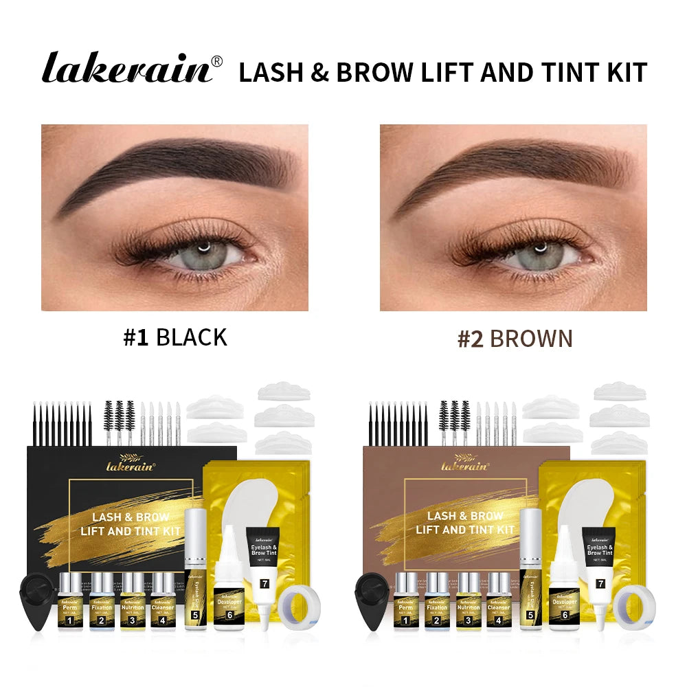 Lash Lift and Black Color Tint Kit Brow Lamination Kit Eyelash Perm Long Lasting Beauty Salon Home Easy to Use Eyes Makeup Tools