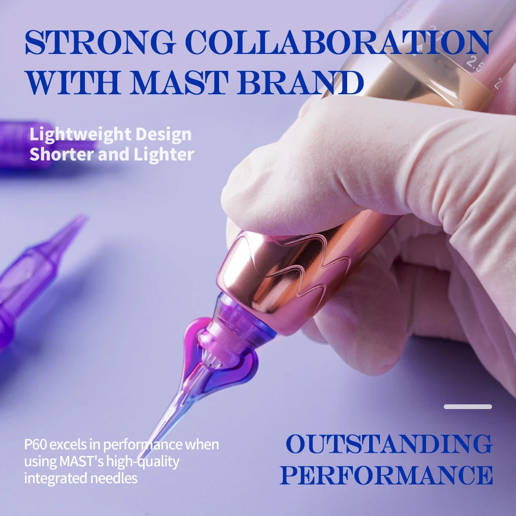 Mast P60 Permanent Makeup Tattoo Machine 5 Adjustable Strokes LED Digital Display Lightweight Design for Eyebrows Eyeliner Lip