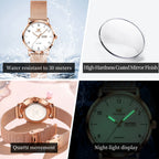 OLEVS Brand Original Fashion Slim Quartz Watch Women Elegant Watches Stainless Steel Waterproof Week Date Watches For Woman