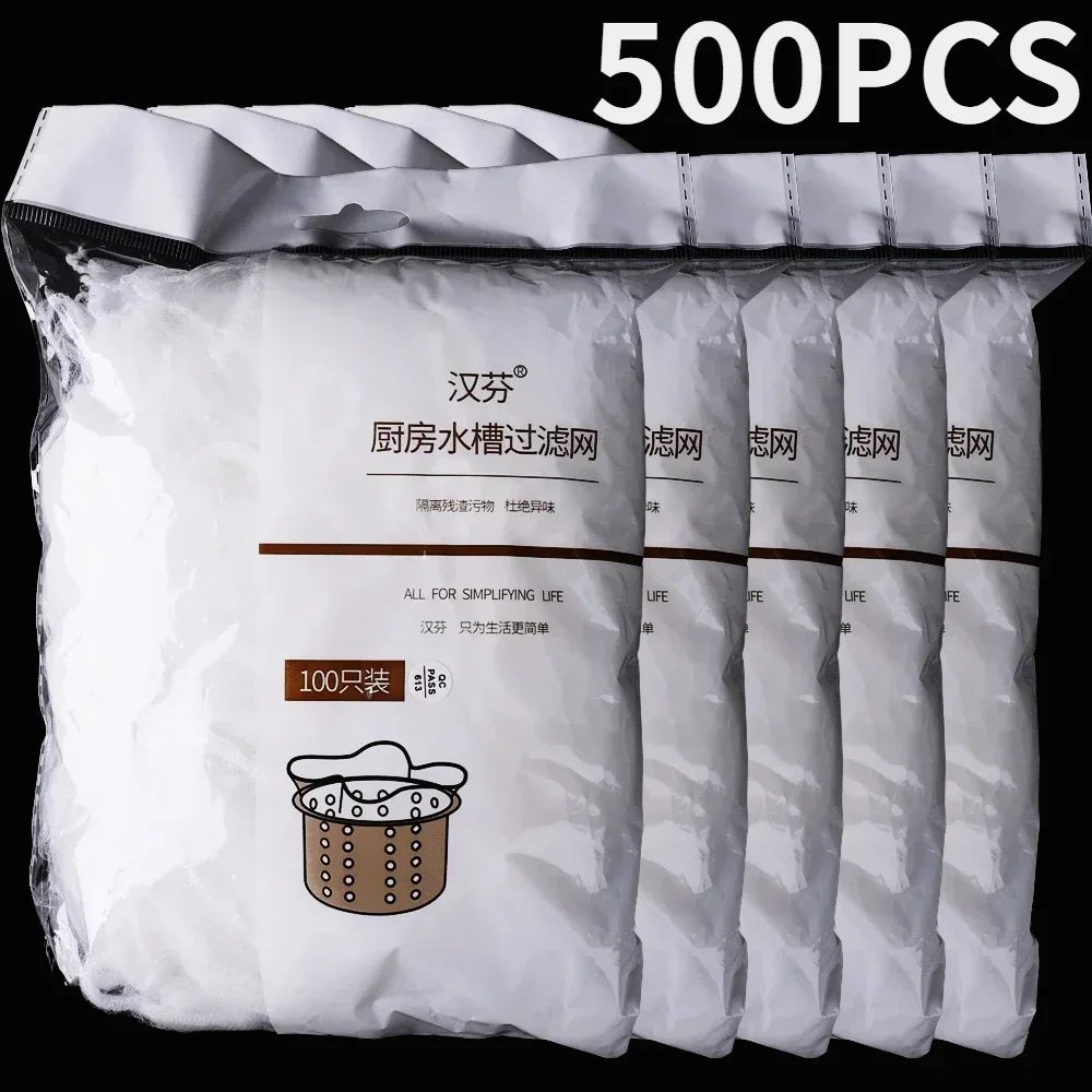 500/30pcs Disposable Kitchen Sink Filter Kitchen Sink Strainer Drain Hole Mesh Bags Anti-blocking Garbage Bag Filters Strainers