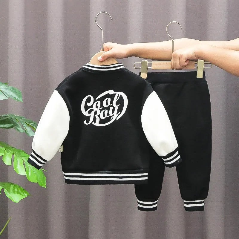 Kids Boys Coat+T-Shirt+Pant 3pcs Set Baseball Girls Spring Autumn Letter Print Sweatshirts Fashion Sports Casual Outfits Clothes