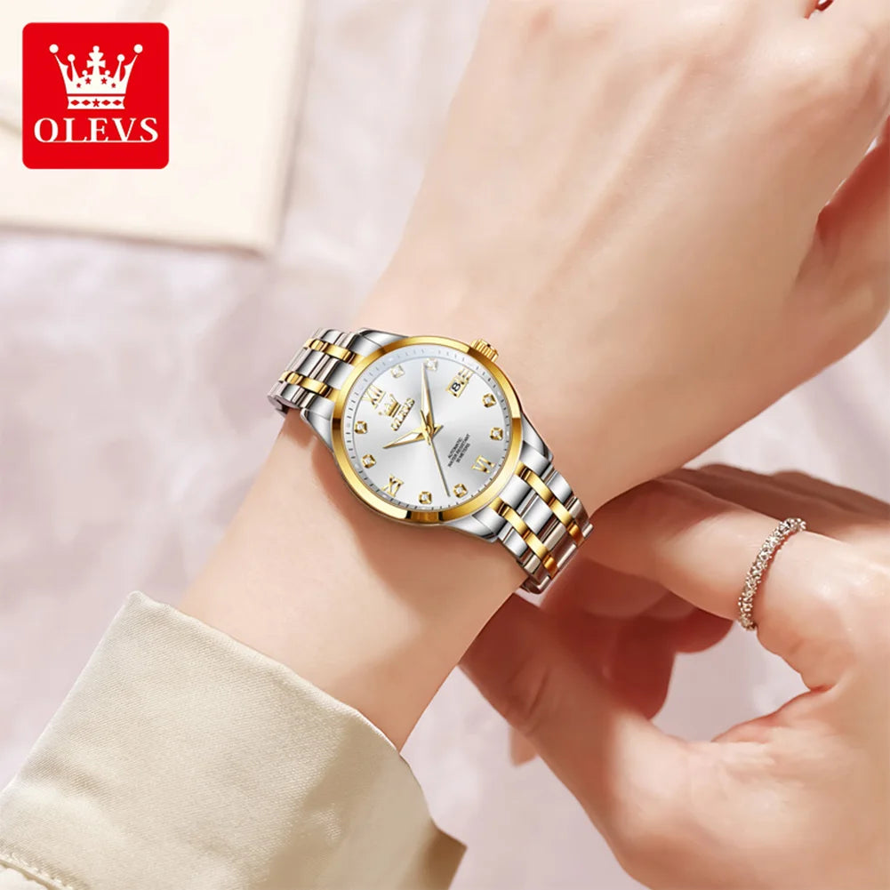 OLEVS 9946 Women Watch Auto Date Stainless steel Waterproof Luminous Automatic Mechanical Watch