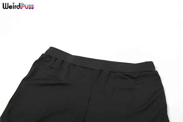 Weird Puss Sporty Casual 2 Piece Set Women Tracksuit Hooded Zip Crop Tops+Leggings Fitness Soft Stretch Streetwear Activity Suit