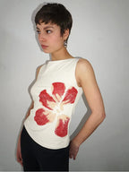 2025 New Fashion Women's Crop Tank Tops Fitted Flower Print Boat Neck Sleeveless Summer Tops for Party Club