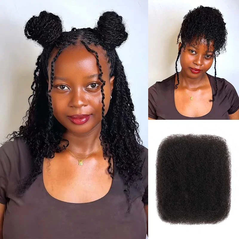 QVR Afro Kinky Bulk Hair No Attachment 50g Afro Curly Bulk 100% Human Hair Unprocessed Virgin Remy Braiding Hair for Dreadlocks