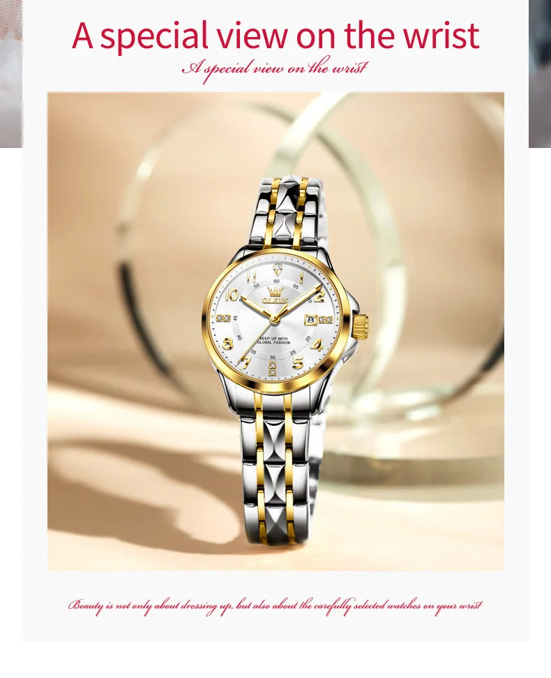 OLEVS elegant ladies' watches fashion trend 30m waterproof quartz watch for women calendar brand luminous genuine wristwatch