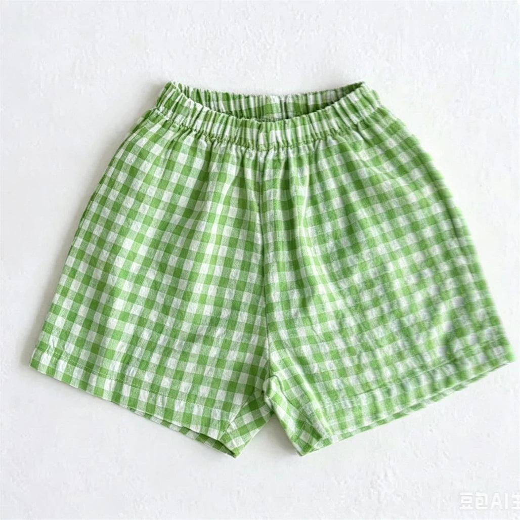 Children Plaid Shorts Casual Loose Shorts Outer Wear New Fashion Shorts Toddler Simple All-match Shorts Kids Boys Lovely Shorts