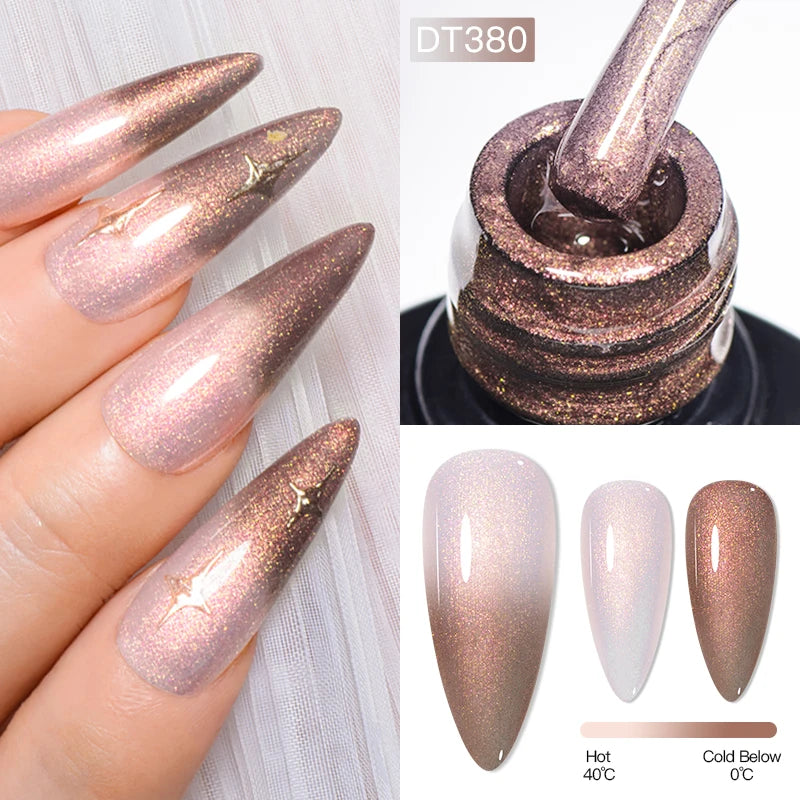 MEET ACROSS 75 Colors Thermal Nail Gel Polish 3 Colors Changing Nail Art Supplies for Manicure DIY Design Long Lasting UV/LED