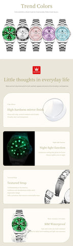 OLEVS 5885 Original Women Watch Top Luxury Quartz Watch Classic Green Dial Waterproof Luminous Date Watch Women Authentic Watch