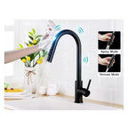 DQOK Kitchen Faucet Pull Out  Brushed Nickle Sensor Stainless Steel Black Smart Induction Mixed Tap Touch Control Sink Tap