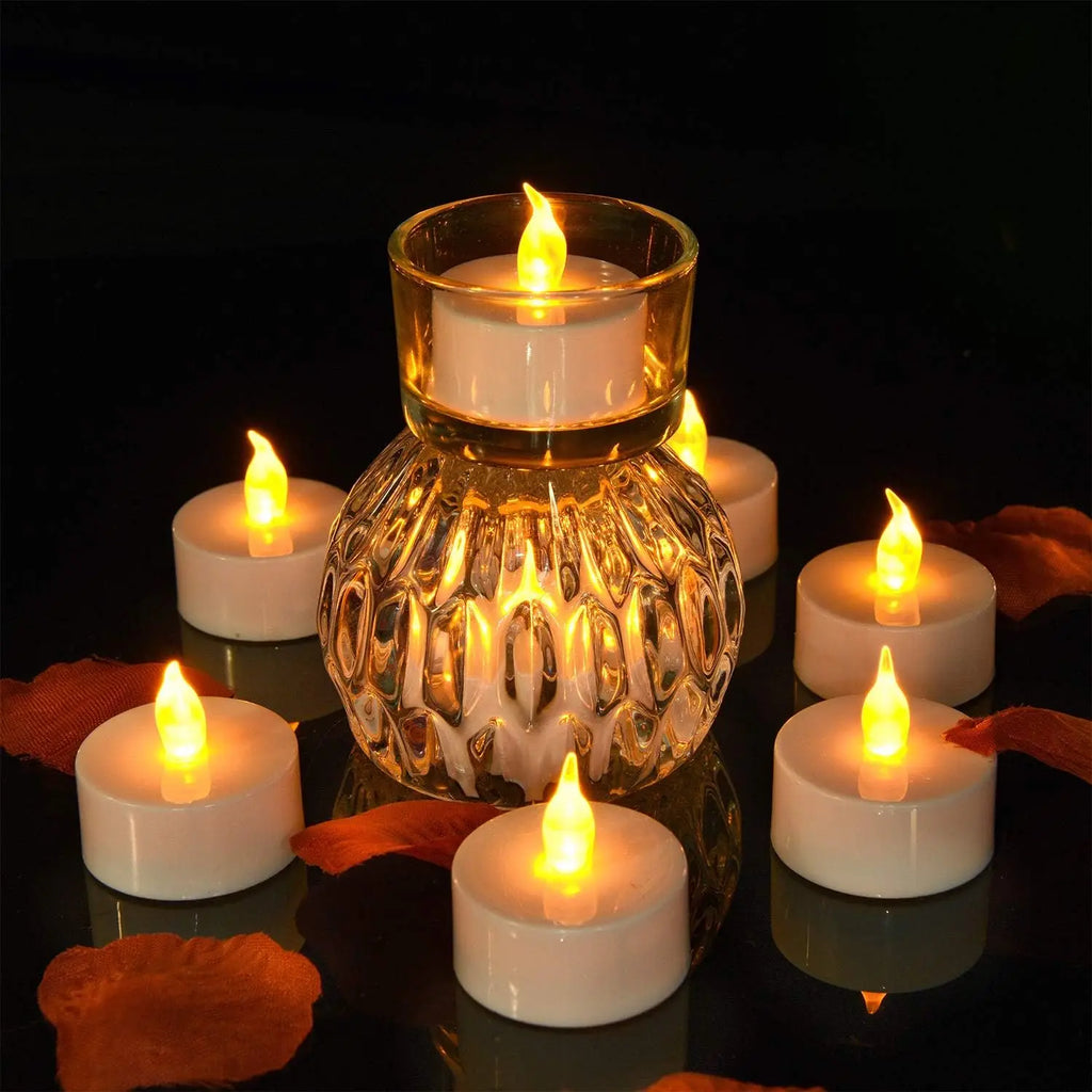 Flameless LED Electronic Candle Dropping Wax Tea Light Realistic Flames Led Lamp Christmas Halloween Wedding Home Decor