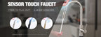 Hot Cold Touch on Kitchen Faucets Stainless Steel Pull Out Kitchen Sink Mixer Tap Black Smart Sensor Touch Kitchen Sink Faucet