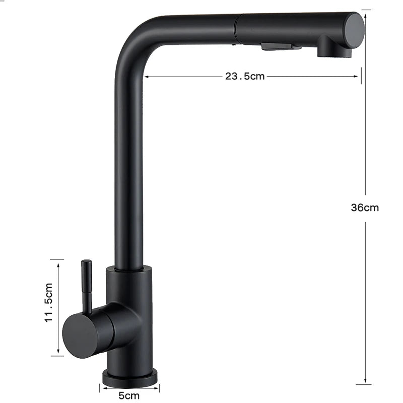 Black Pull Out Kitchen Sink Faucet Deck Mounted Stream Sprayer Kitchen Mixer Tap Bathroom Kitchen Hot Cold Tap