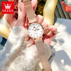 OLEVS Brand Original Fashion Slim Quartz Watch Women Elegant Watches Stainless Steel Waterproof Week Date Watches For Woman