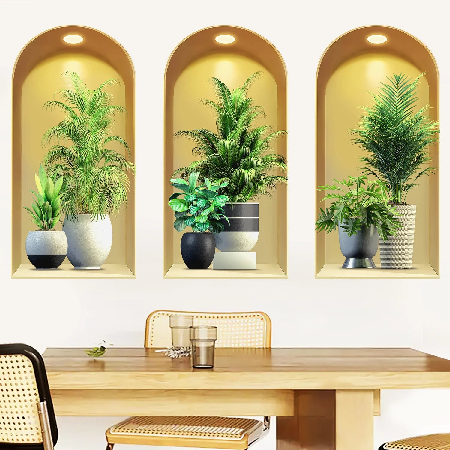 18 Styles Simulated Archway Niche Potted Plant Painting Wall Stickers Bedroom Living Room Hall Peel & Stick Art Mural Decals