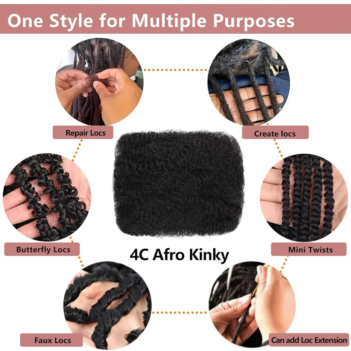 10-16Inch Natural 4C Afro Kinky Curly Bulk Human Hair Extensions No Weft Brazilian Remy Bulk for Locs Braiding Hair