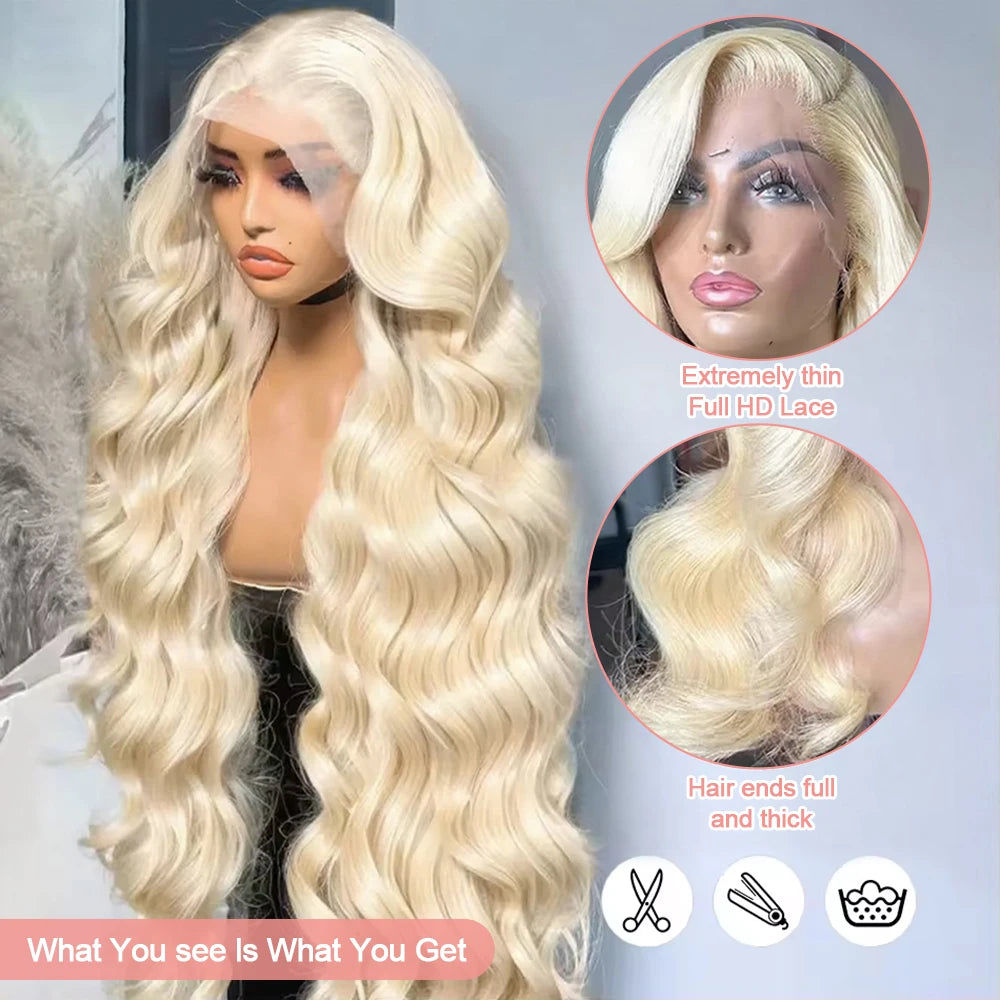 36 40 Inch 613 Honey Blonde Body Wave 250 Density 13x6 HD Lace Front Human Hair Wigs 13x4 HD Lace Frontal Wig for black women