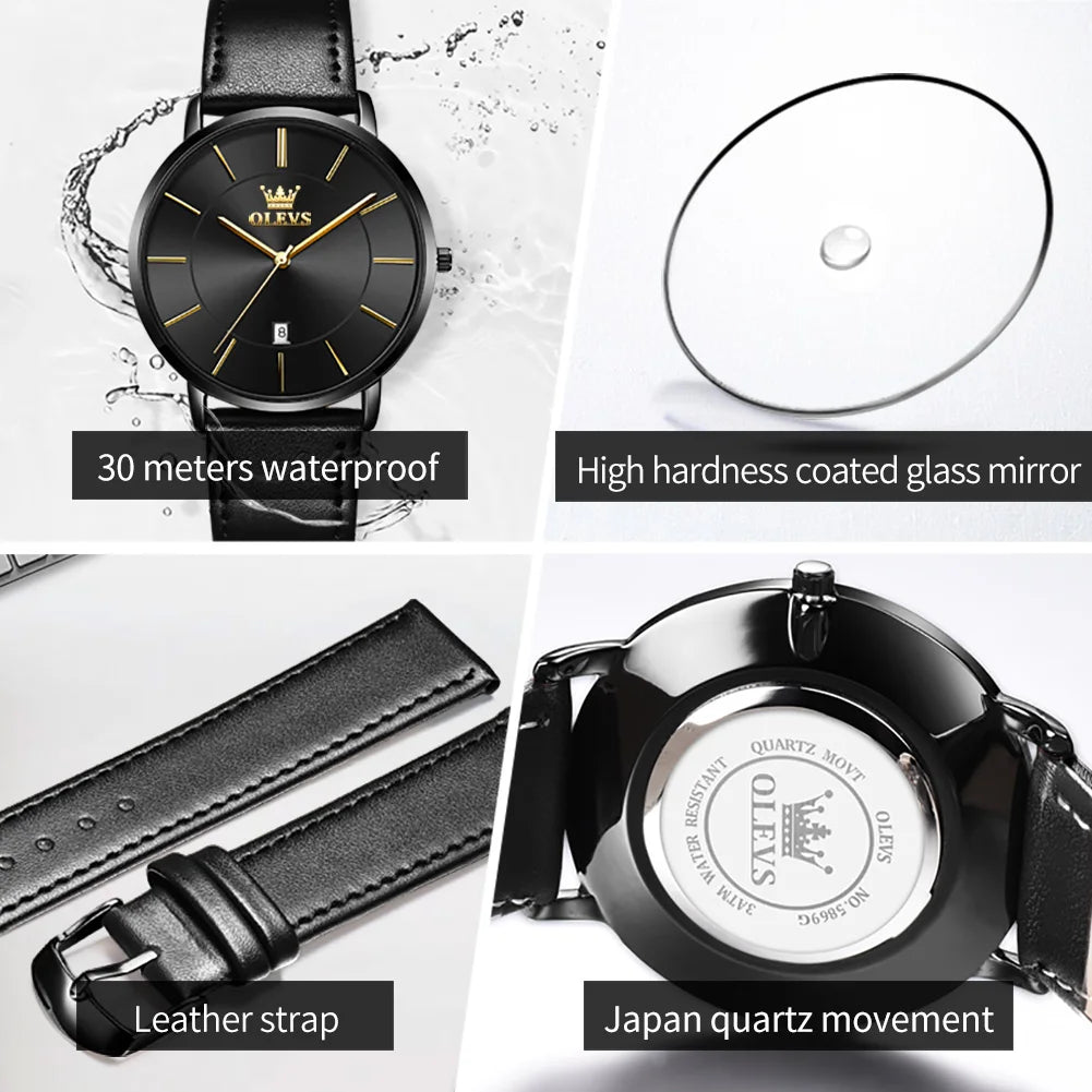 OLEVS 5869 Original Brand Fashion Men's Watch Simplicity Dial Trendy Quartz Watch Waterproof Date Milanese Mesh Belt  Wristwatch