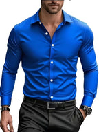 Summer New Men's Long-Sleeve Shirt Business Formal Wear Breathable Lightweight Long-Sleeved Top for Daily Work