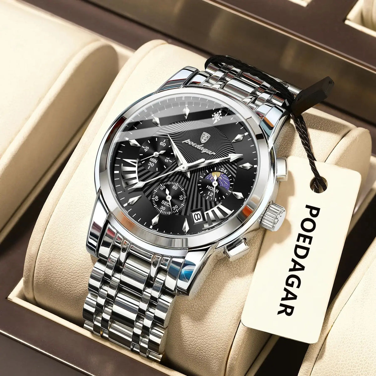 POEDAGAR Original Military Men Watches Waterproof Luminous Date Chronograph Man Watch Stainless Steel Men's Quartz Watches Reloj