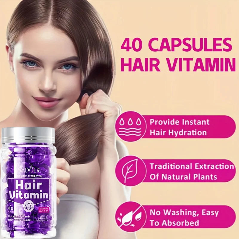 40/80/120pcs vitamin hair care essence capsules,containing almond oil,tea seed oil,no-rinse conditioner,hair care essential oil
