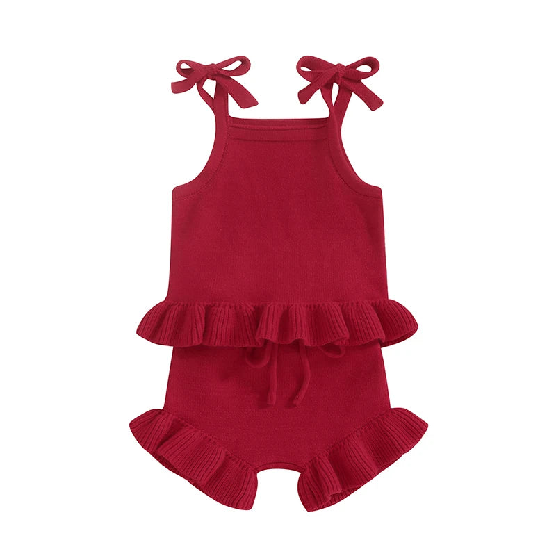 Pudcoco Toddler Baby Girl Summer Clothes Ribbed Sleeveless Button Front Cami Tops and Shorts Infant Outfits Set 0-18M