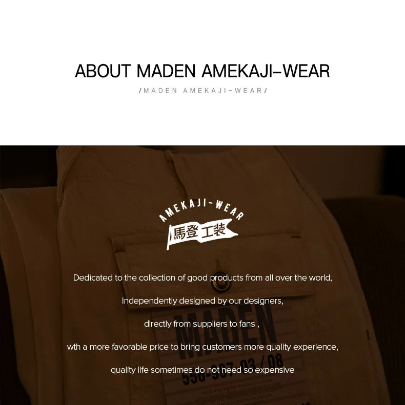 Maden Vintage 11.2oz White Cottonseed Hull Jeans Casual Loose Fit Straight Trousers for Men's Spring and Fall Chino Cargo Pants