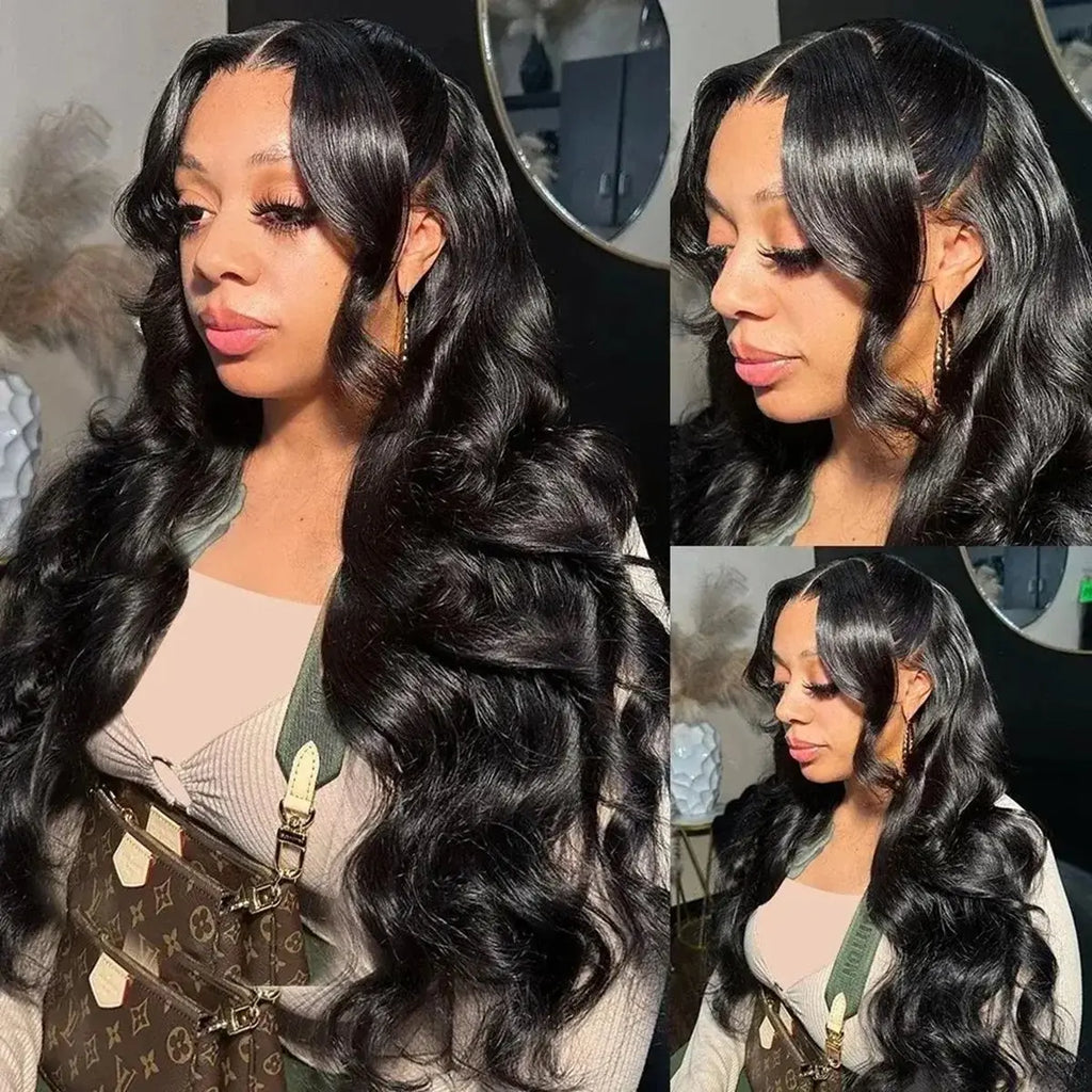 Loose Wave Black Color Synthetic Soft 13X4 HD Lace Frontal Wig For Black Women Prepucked Bleach Knots Glueless Wig Daily Party