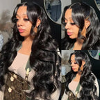 Loose Wave Black Color Synthetic Soft 13X4 HD Lace Frontal Wig For Black Women Prepucked Bleach Knots Glueless Wig Daily Party