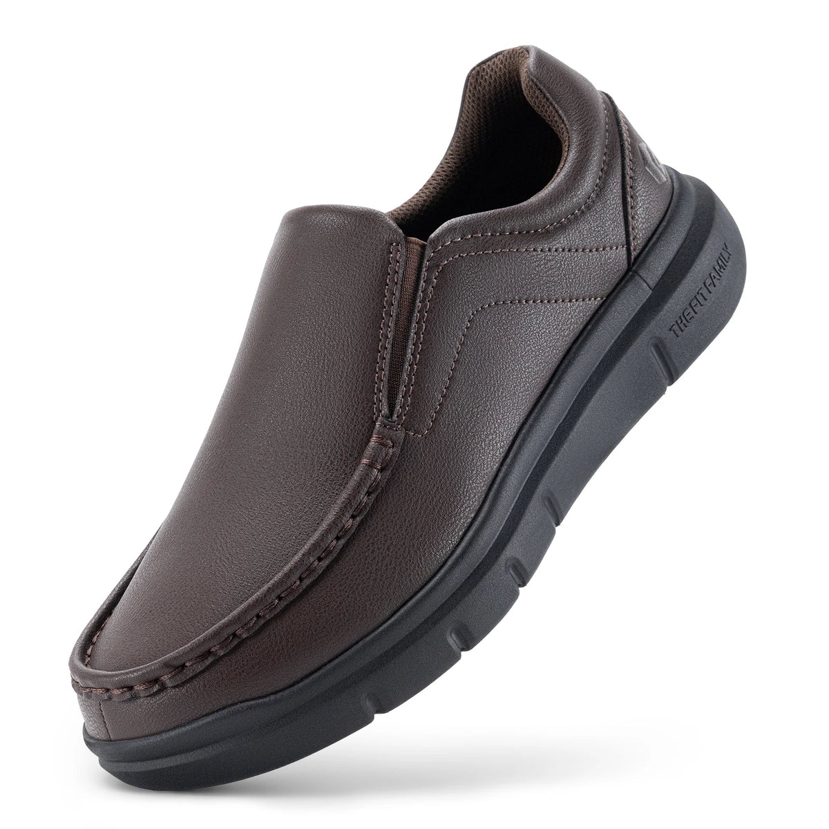 FitVille Men Wide Fit Leather Slip On Casual Loafers, Lightweight Arch Support Walking Shoes, Orthopedic Pain Relief Shoes for Swollen Feet & High Instep