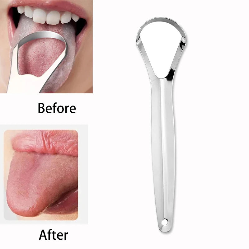 Adult Tongue Scraper Tongue Remover Halitosis Tongue Coating Oral Care Tongue Scraping Brush Stainless Steel Oral Cleaner Tools